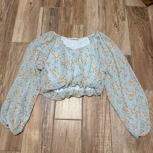 Altar’d State Crop Floral Bubbled Waist Long Sleeve